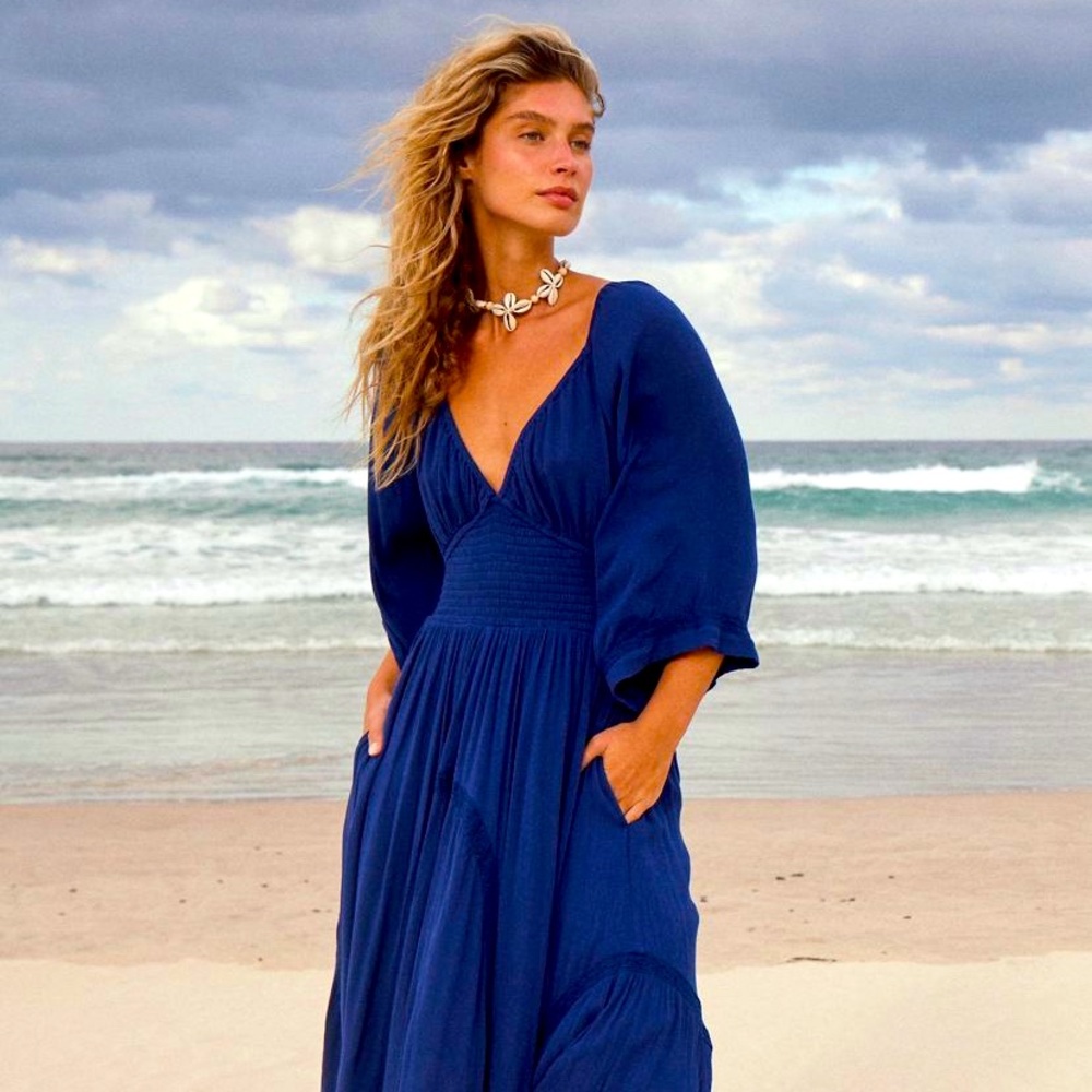 Free People NWT Dixie Maxi Dress Boho Twilight Blue
